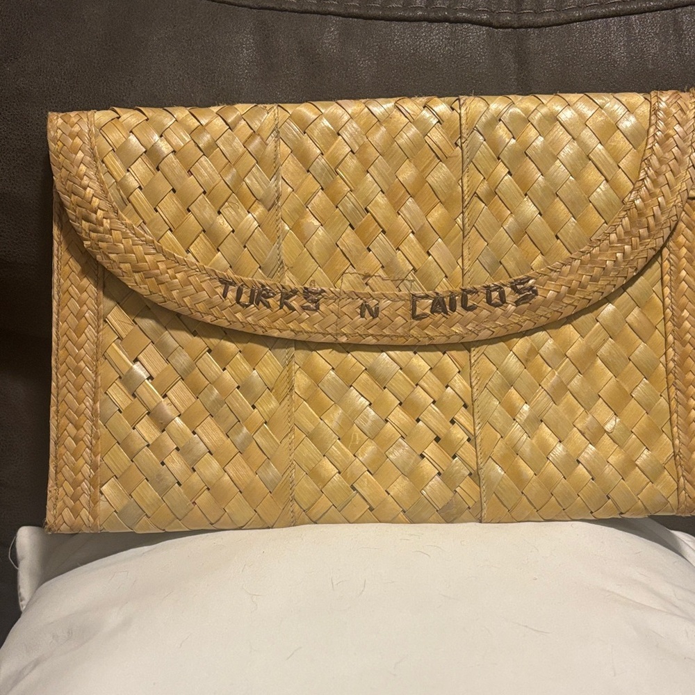 Woven Tan Clutch